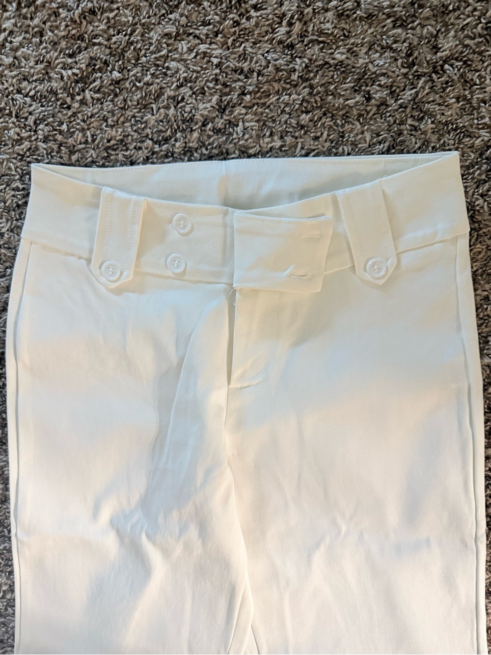 White High-Waist Button Front Pants